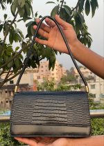 Elegant Brown Crocodile Textured Women’s Shoulder Bag - Image 3
