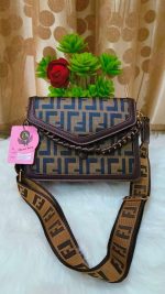 Geometric Monogram Crossbody Bag with Adjustable Strap - Image 2