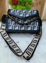Geometric Monogram Crossbody Bag with Adjustable Strap - Image 5