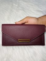 Women’s Envelope Long Wallet with Textured Faux Leather - Image 6