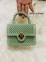 Colorful Beaded Mini Handbag with Braided Handle and Gold Chain - Image 6