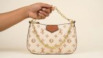Monogram Print Shoulder Bag with Gold Chain and Adjustable Strap - Image 2