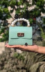 Elegant Pearl Handle Crocodile Pattern Handbag for Women - Image 6